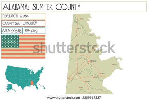 Large Detailed Map Sumter County Alabama Stock Vector (Royalty Free ...