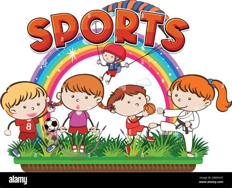 Cartoon Kids Sports Banner Design illustration Stock Vector Image & Art ...