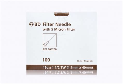 BD, 305200, 19G, BD Filter Needle w/5-Micron Filter Membra... - eSutures