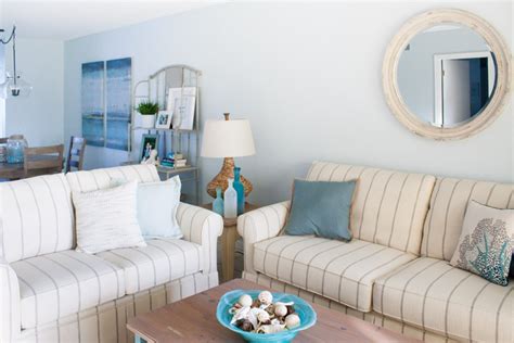 Beach Condo Living Room Decor - Before and Afters - The Lilypad Cottage