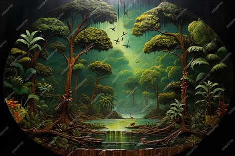 Premium AI Image | Monsoon rain forest with wooden