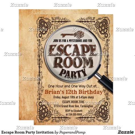 Escape Room Party Invitation ~Follow the clues~ ~Solve the puzzles~ ~Find the key~ ~Escape the ...