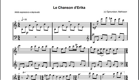 Le Chanson d'Erika - Sheet Music - Piano (PDF only) | Rikard Mathisson