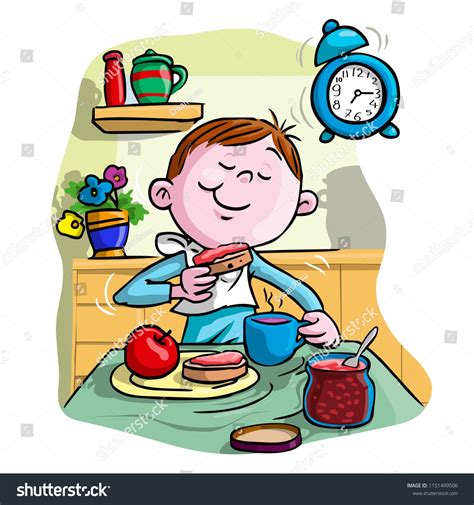 Vector illustration, kid eating breakfast, cartoon concept. kid#illustration#Vector#eating ...