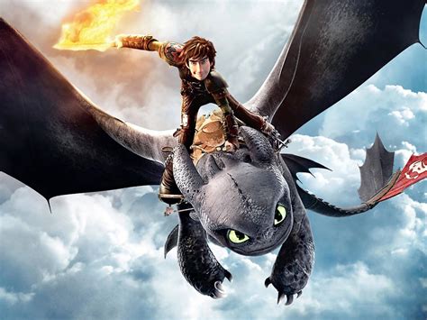 Download Hiccup Toothless Flying Dragon Wallpaper | Wallpapers.com