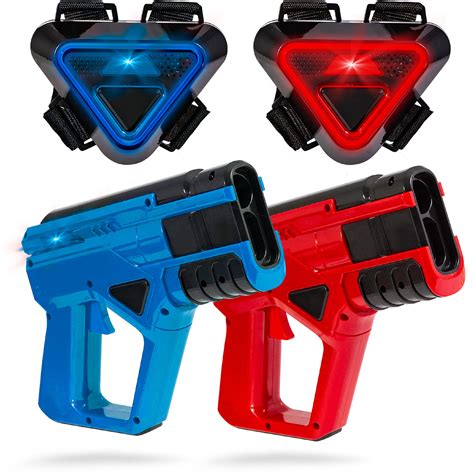 SHARPER IMAGE Two-Player Toy Laser Tag Gun Blaster & Vest Armor Set for Kids, Safe for Children ...