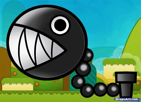 How To Draw Chain Chomp From Mario - Draw Easy