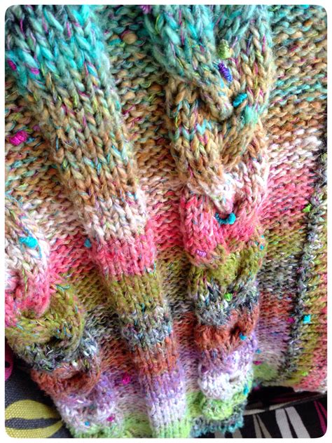 Detail of beautiful Noro knitted sleeveless cardigan made by my Mum ...