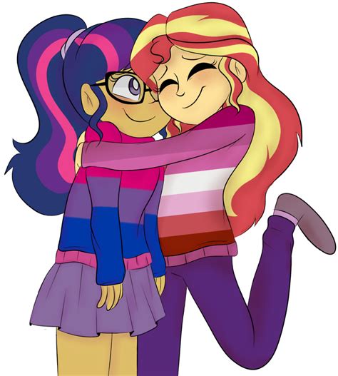 Download Bisexual Pride Animated Characters Hug | Wallpapers.com