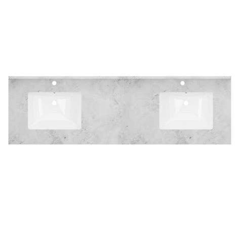 72 Inch White Carrara Marble Double Vanity Sink Top | VTB