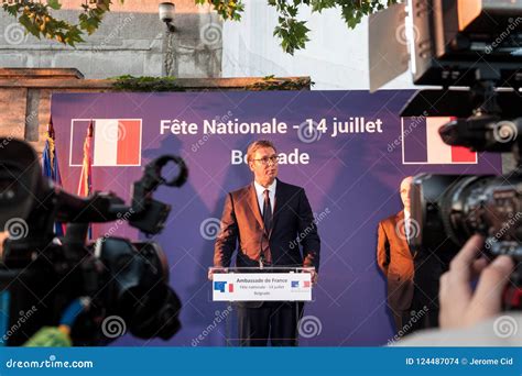 Aleksandar Vucic, President of Serbia Standing and Making a Speech at ...