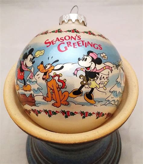 Vintage 1985 Old Time Caroling Mickey Mouse Walt Disney Glass Christmas ...