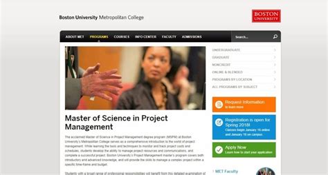 Boston University Metropolitan College, Master of Science in Project Management in 2024 ...