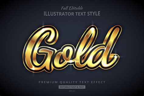 Glowing Gold 3d Illustrator Text Style Effect