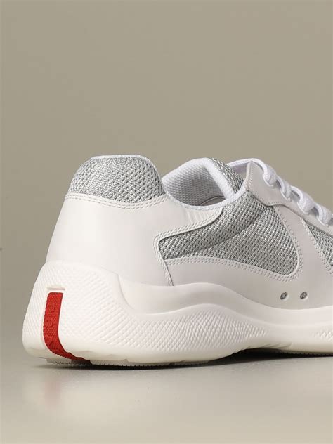 PRADA: Americas cup sneakers in leather and mesh - White | Sneakers Prada 4E3400 6GW GIGLIO.COM