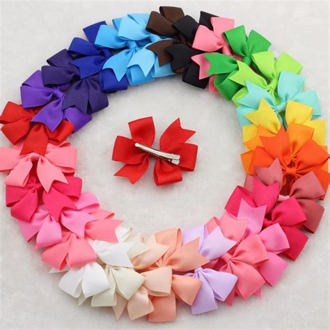 Grosgrain Hair Ribbon Bow Hair Clip,All Size Ribbon Hair Bow For Girls ...