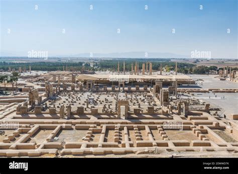 Aerial view of Persepolis in Shiraz, Iran. The ceremonial capital of the Achaemenid Empire ...