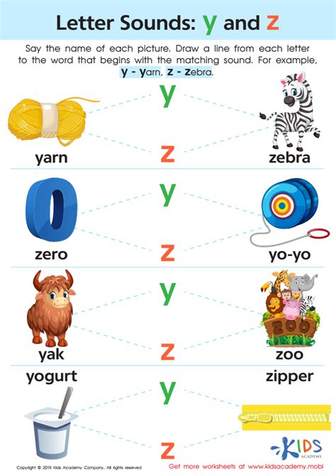 Letter Y and Z Sounds Worksheet: Free Phonics Printable for Kids