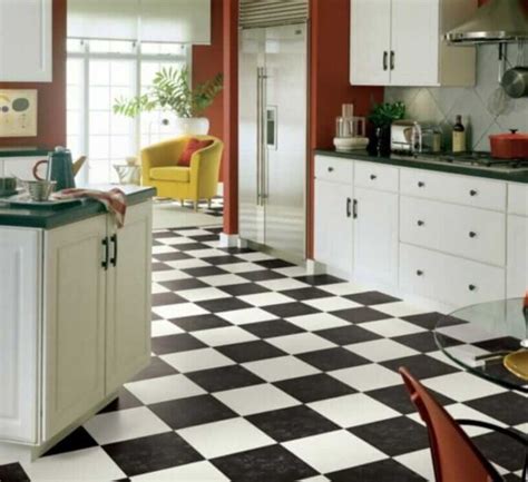 2 places to buy black and white checkerboard floor tile - in resilient vinyl sheet - Retro ...