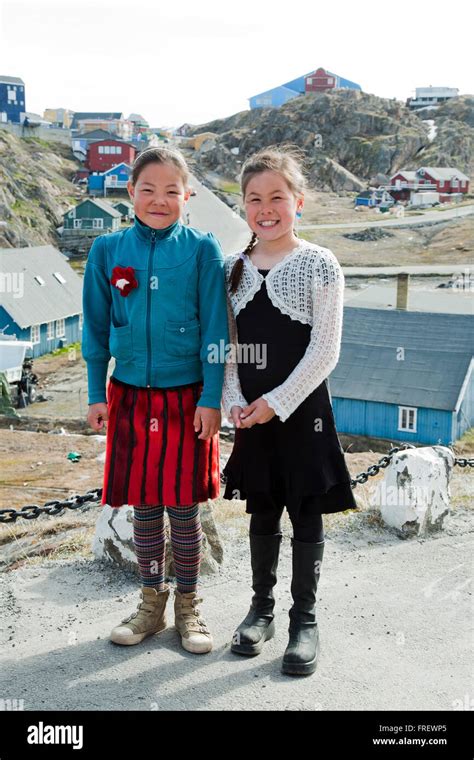 Young Inuit girls in Greenland Stock Photo - Alamy