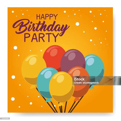 Happy Birthday Balloons Air Party Stock Illustration - Download Image Now - Anniversary, Art ...