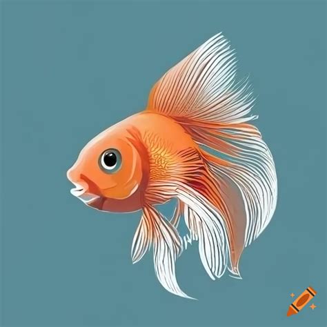 Outline of a goldfish on white background