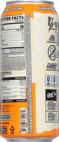 Ghost® Zero Sugar Orange Cream Energy Drink Can, 16 fl oz - Mariano’s