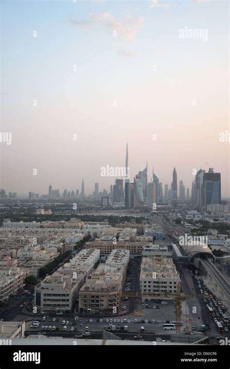 Dubai skyline at sunset. United Emirates Stock Photo - Alamy