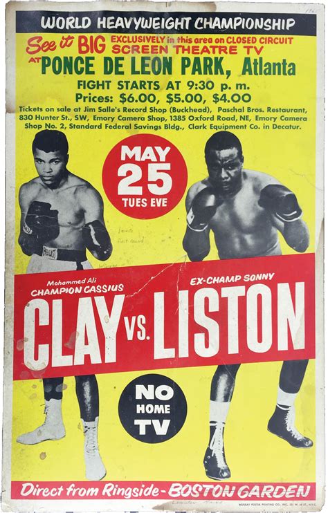 Lot Detail - Muhammad Ali (Cassius Clay) vs. Sonny Liston Original 1965 Fight Poster (CC TV)