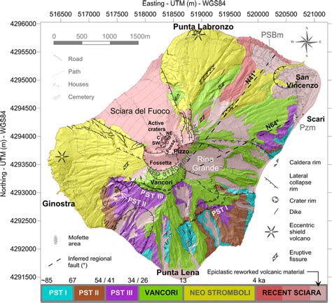 Geological map of the island of Stromboli. We used the maps produced by... | Download Scientific ...