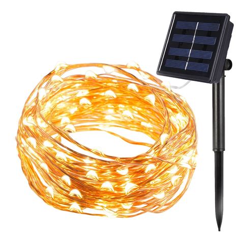 Product - Solar Starry String Lights 100 Led 33 Feet Copper Wire Warm White - Nosh Gadgets