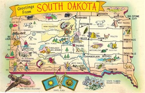 State Map Postcard South Dakota - Greetings | South dakota, Maps and US states