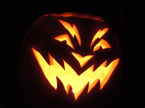 Scary Halloween carved pumpkin