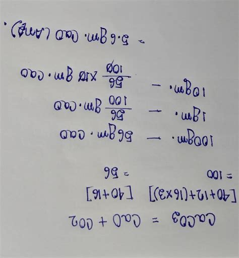 The equation for the decomposition of calcium carbonate is shown. CaCO3 ...