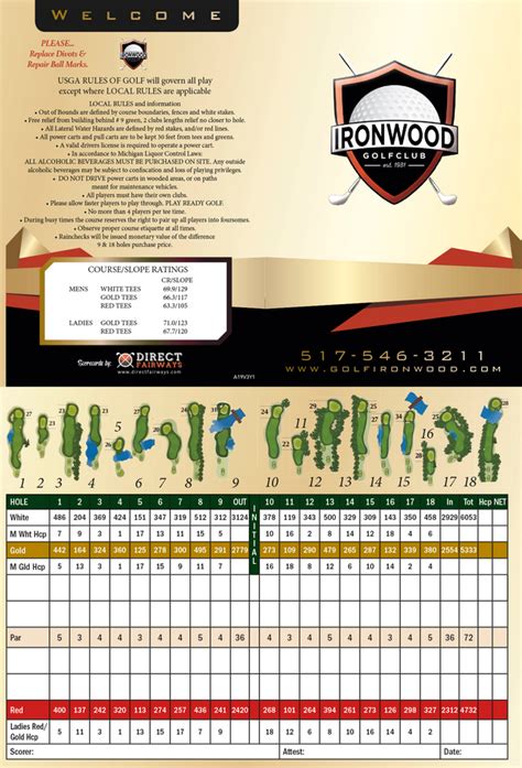 Scorecard - Ironwood Golf Club