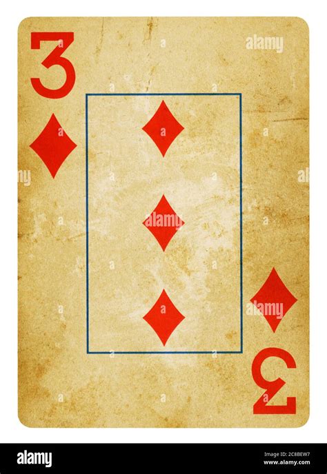 Three of Diamond Vintage playing card - isolated on white (clipping path included Stock Photo ...