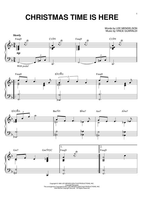 Christmas Time Is Here by Vince Guaraldi Sheet Music for Piano ...