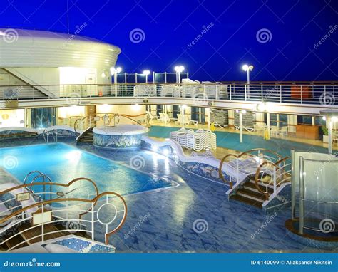 Cruise ship deck at night stock image. Image of pool, transportation - 6140099