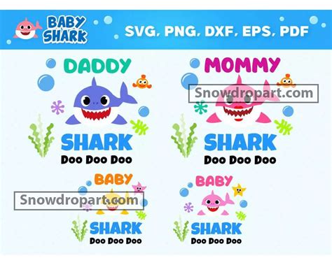 12 Baby Shark Family Svg Bundle, Baby Shark Clipart, Baby Shark Svg ...