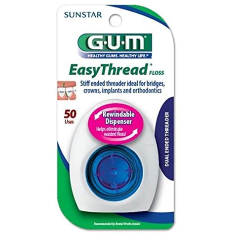 EasyThread Orthodontic Threader Floss (50 Uses) Dual Ended Threader, FIGHT PLAQUE IN BRACES ...