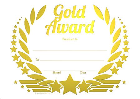 Certificates :: A5 Size :: Generic A5 Certificates :: Gold Award Wreath Metallic Generic A5