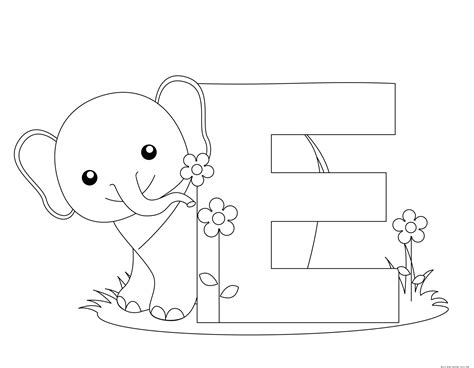 Printable alphabet letter e activity worksheet for elephant