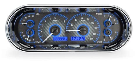 Dakota Digital Universal Oval Analog Dash Gauges Kit Carbon Fiber Blue VHX-1018 | eBay