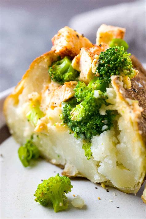 Chicken Broccoli Stuffed Baked Potato with Cheese | Jessica Gavin