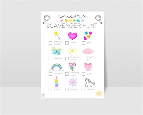 Unicorn Scavenger Hunt Unicorn Treasure Hunt Kids Birthday - Etsy