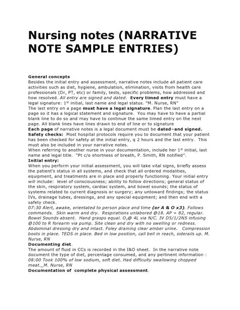 30 Useful Nursing Note Samples (+Templates) - TemplateArchive