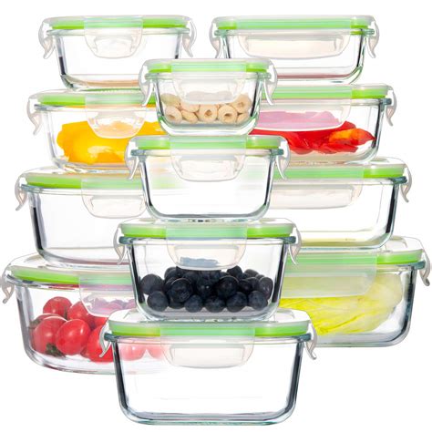 Buy Glass Food Storage Containers with Lids, [24 Piece] Airtight Glass ...