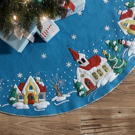 Bucilla 43" Felt Christmas Tree Skirt Kit - Christmas Village | Buddly ...