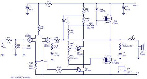 Schematic Diagram Of A 50 Watts Booster Amplifier Circuit - Wiring View ...