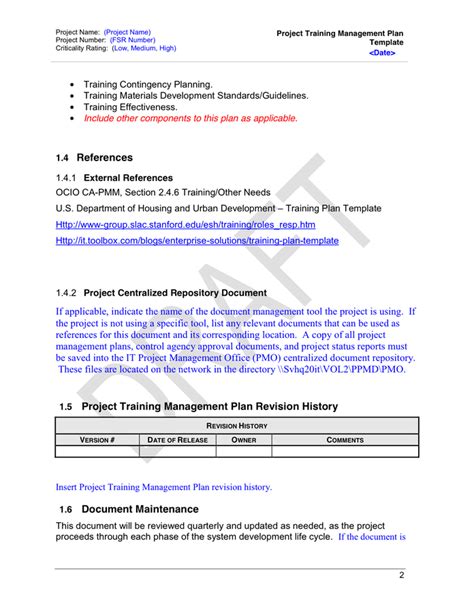 Project Management Training Plan Template